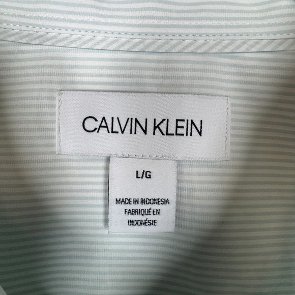 Calvin Klein Striped Long‎ Sleeve Button Down Dress Casual Shirt Mens Sz Large - Picture 2 of 8